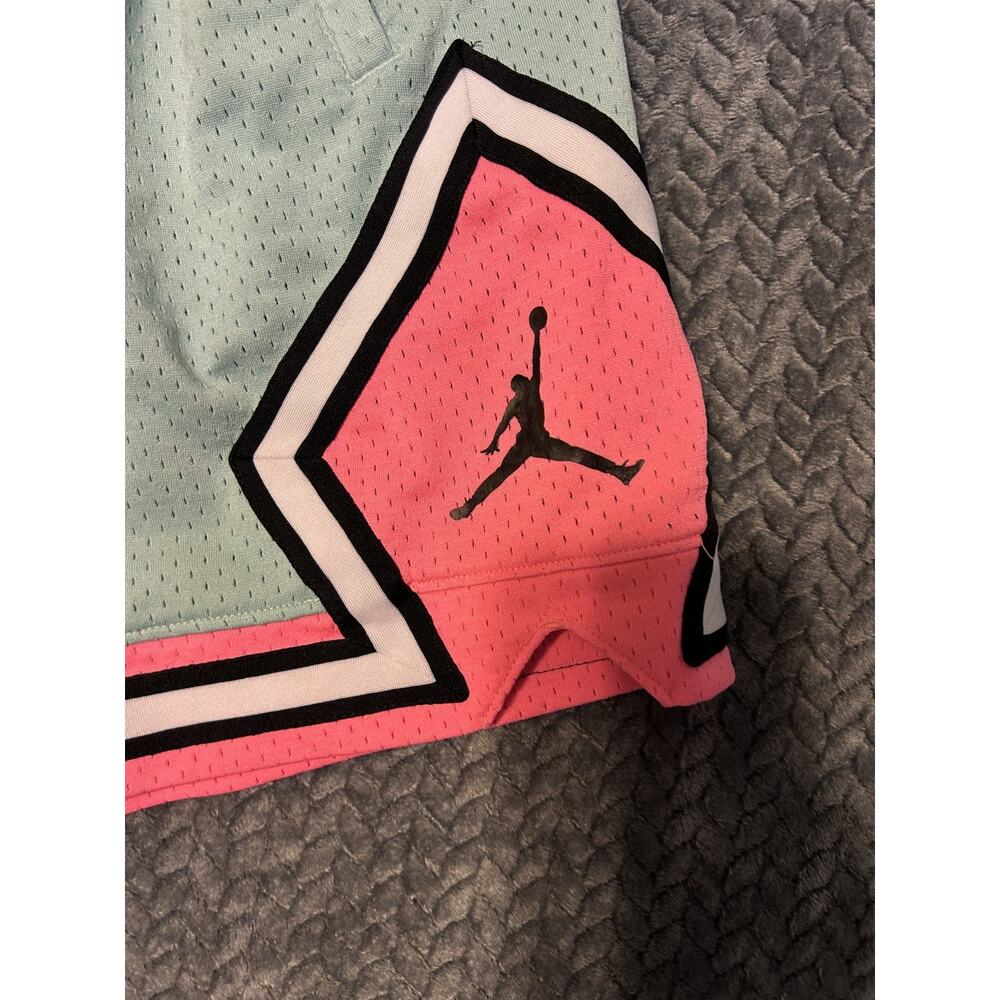 Jordan Essential Diamond Shorts Women's Small Gray Pink Mesh Standard Drawstring - Picture 2 of 6